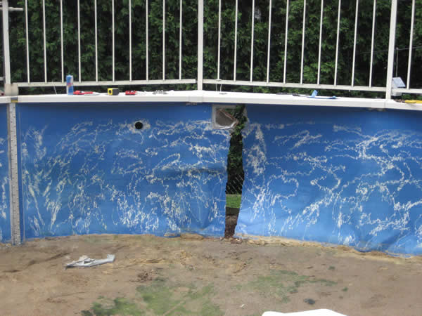 ground above swimming pool pools repair walls fix water broke repairs
